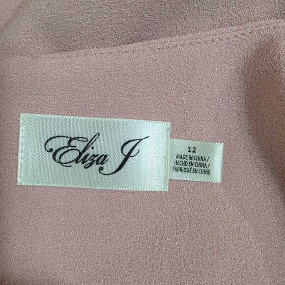 NWT Eliza J Blush Pink V-Neck 3/4 Bell Sleeve Crepe Shift Dress Size 12 - Picture 10 of 11